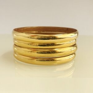 18 kt yellow gold plain handmade slip-on bracelet bangles 32 gm 4pc
