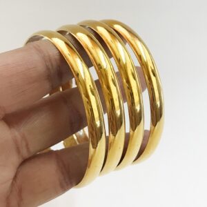 18 kt yellow gold plain handmade slip-on bracelet bangles 32 gm 4pc