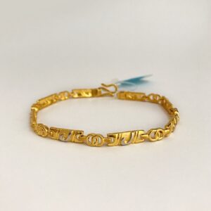 18k solid yellow gold 2 tone men's bracelet 7.9 inches 13.880 grams