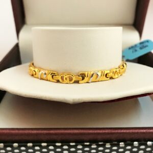 18k solid yellow gold 2 tone men's bracelet 7.9 inches 13.880 grams