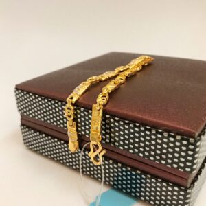 18k solid yellow gold 2 tone men's bracelet 7.9 inches 13.880 grams