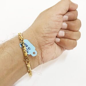 18k solid yellow gold 2 tone men's bracelet 7.9 inches 13.880 grams