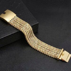18 kt real solid yellow gold heavy link men's bracelet 90 grams