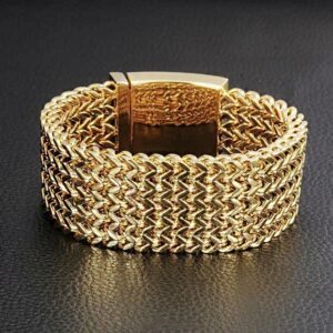 18 kt real solid yellow gold heavy link men's bracelet 90 grams