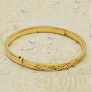18 kt yellow gold victorian hand engraved women's bracelet bangle 25g