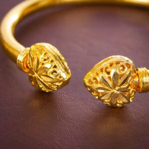 22 Kt Stamped Real Solid Yellow Gold Handmade Women's Heart Bracelet Bangle 25g