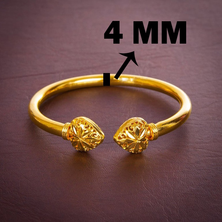 22 Kt Stamped Real Solid Yellow Gold Handmade Women's Heart Bracelet Bangle 25g - Image 2