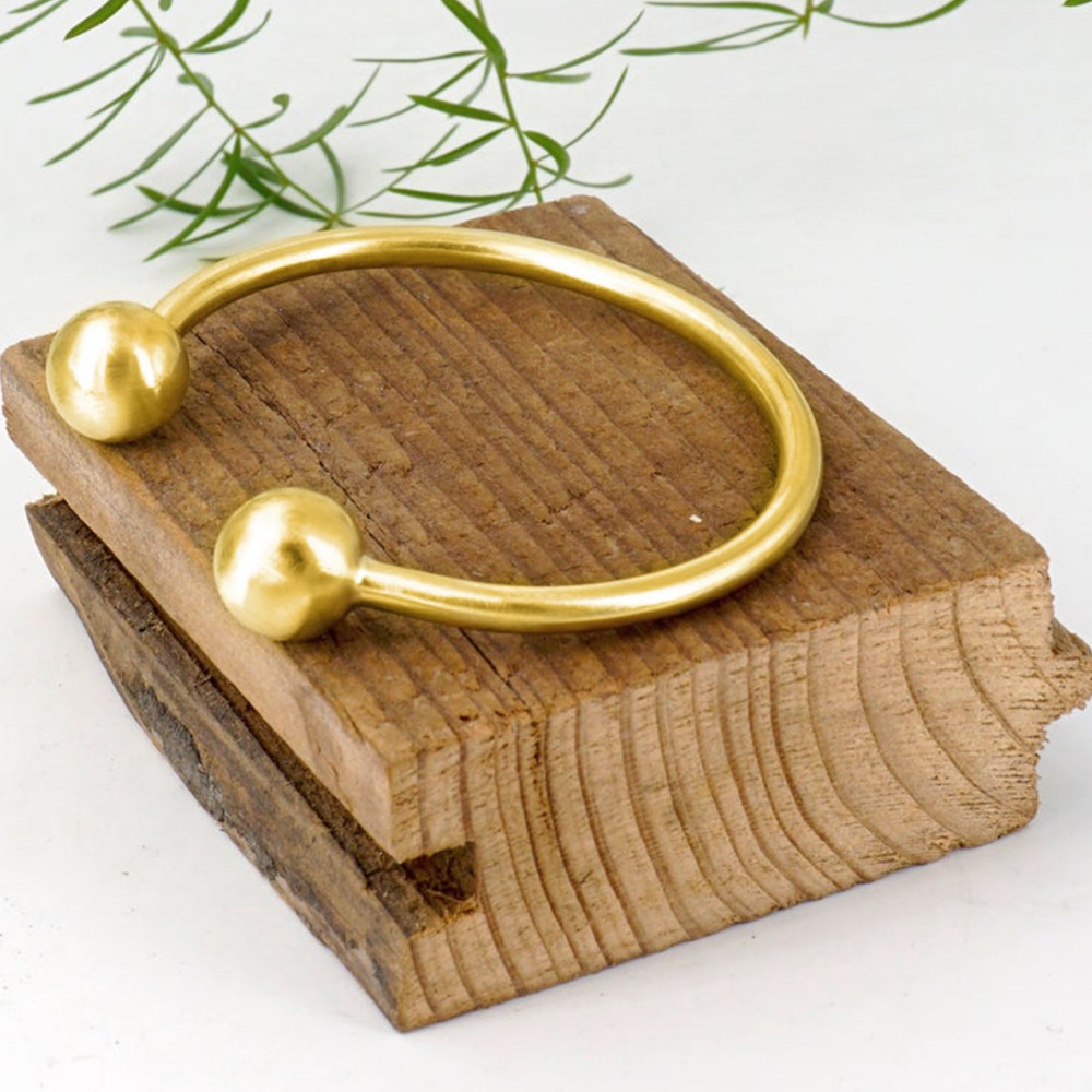 22 Kt Yellow Gold Balls Chunky Open Cuff Men's Bracelet Bangle 30 Gm