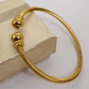 22 Kt Yellow Gold Balls Chunky Open Cuff Unisex Bracelet Bangle 20 Gm