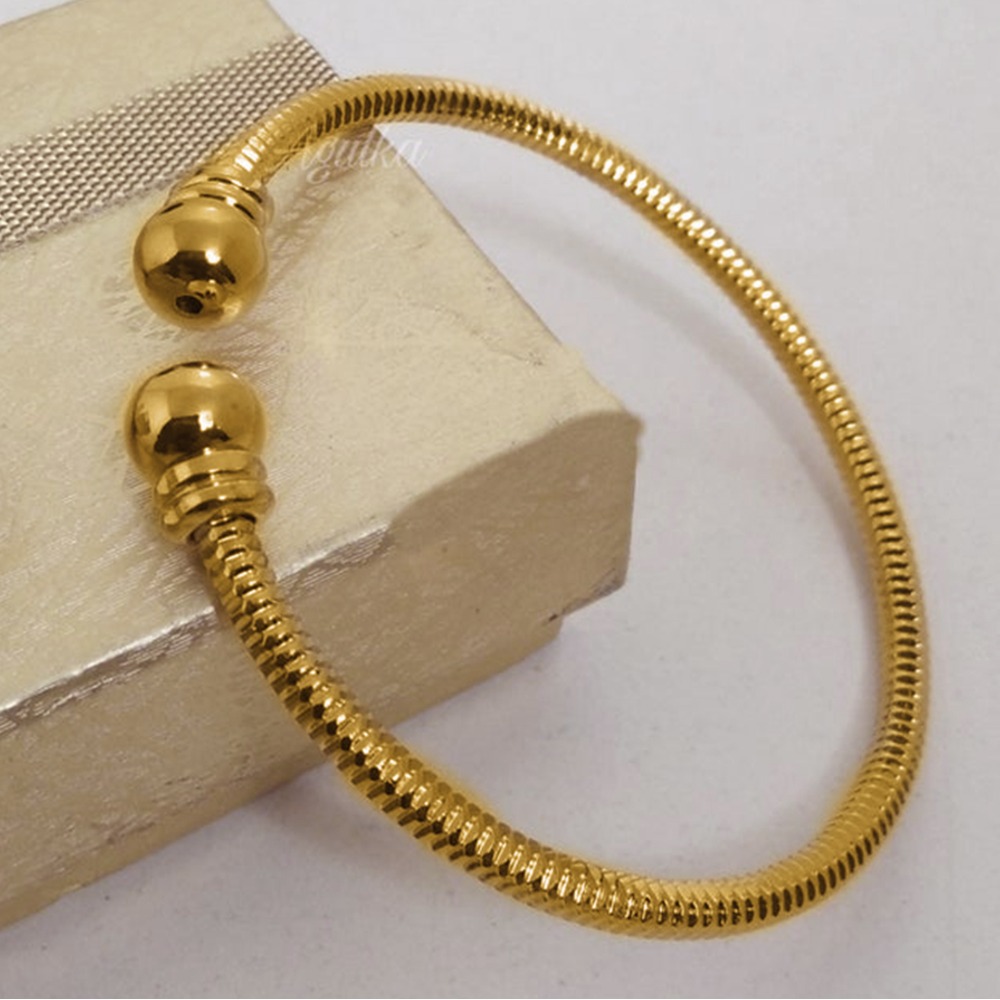 22 Kt Yellow Gold Balls Chunky Open Cuff Unisex Bracelet Bangle 20 Gm