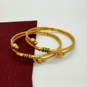 18 Kt Yellow Gold Designer Double Layer Women's Bracelet Bangle 40 Gm