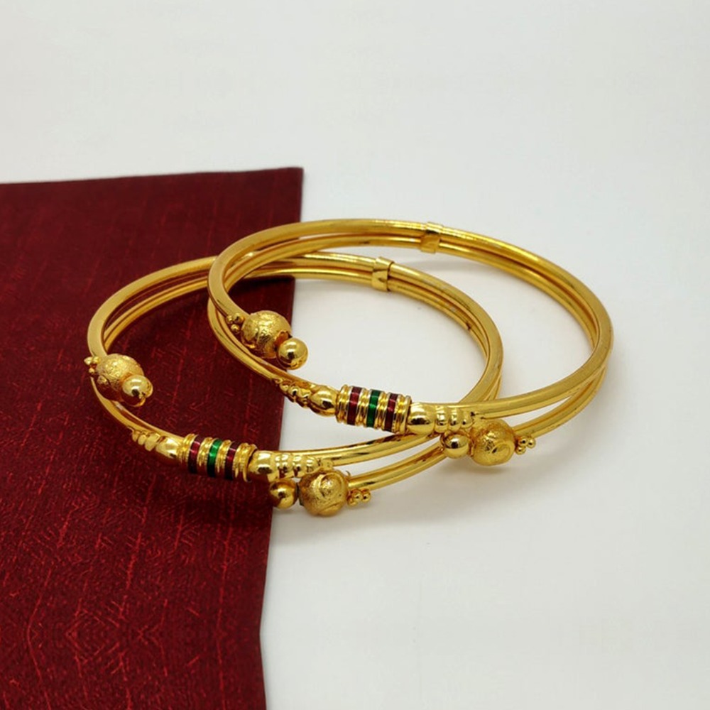 18 Kt Yellow Gold Designer Double Layer Women's Bracelet Bangle 40 Gm