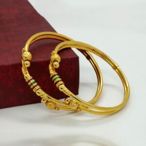 18 Kt Yellow Gold Designer Double Layer Women's Bracelet Bangle 40 Gm