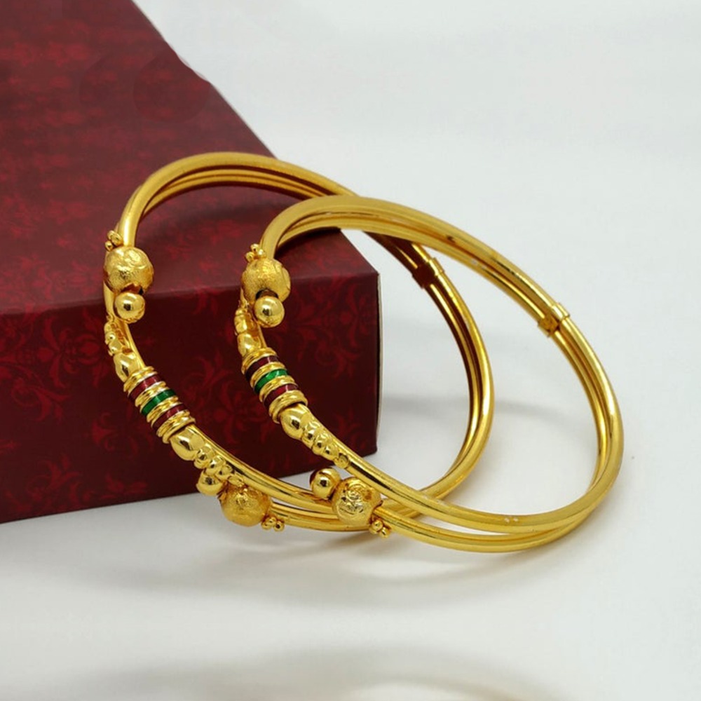 18 Kt Yellow Gold Designer Double Layer Women's Bracelet Bangle 40 Gm
