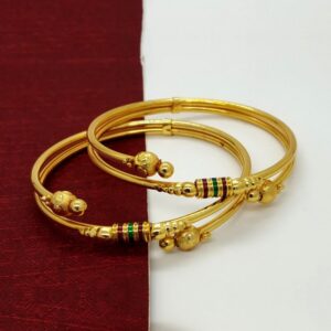 18 Kt Yellow Gold Designer Double Layer Women's Bracelet Bangle 40 Gm