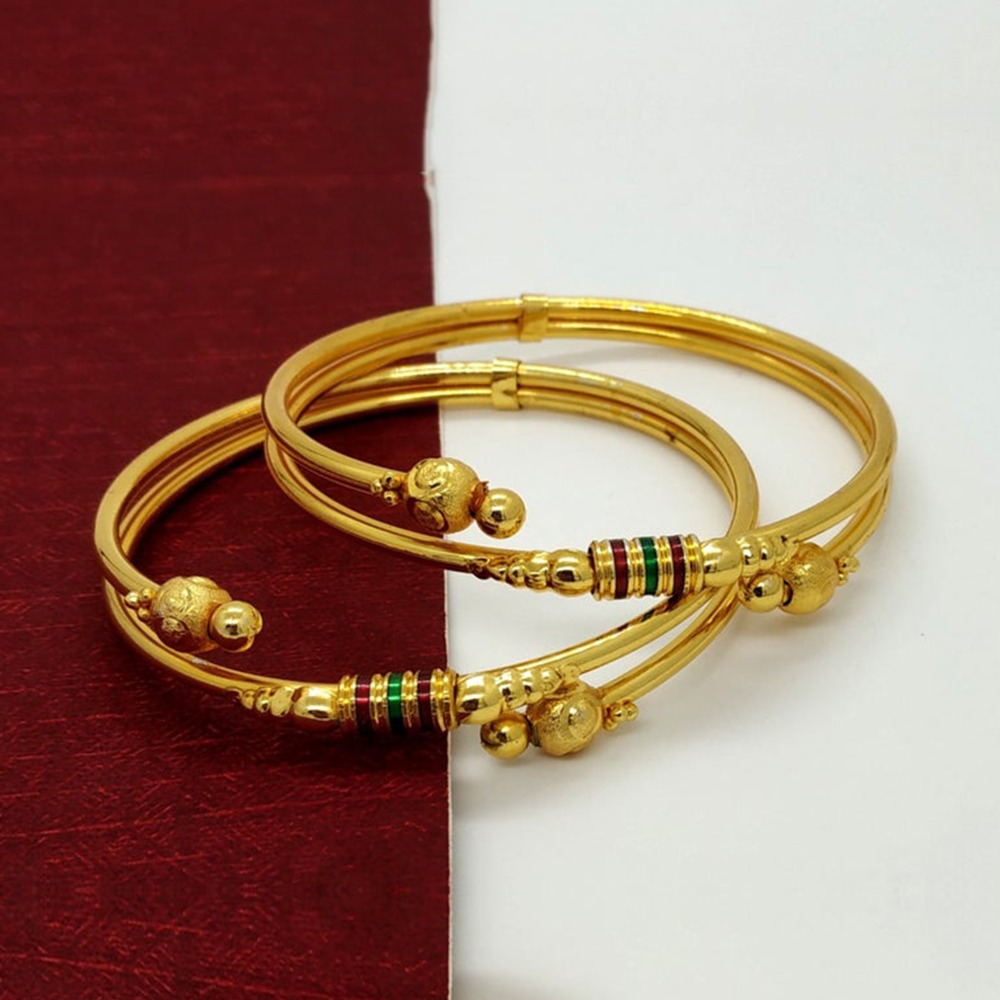 18 Kt Yellow Gold Designer Double Layer Women's Bracelet Bangle 40 Gm