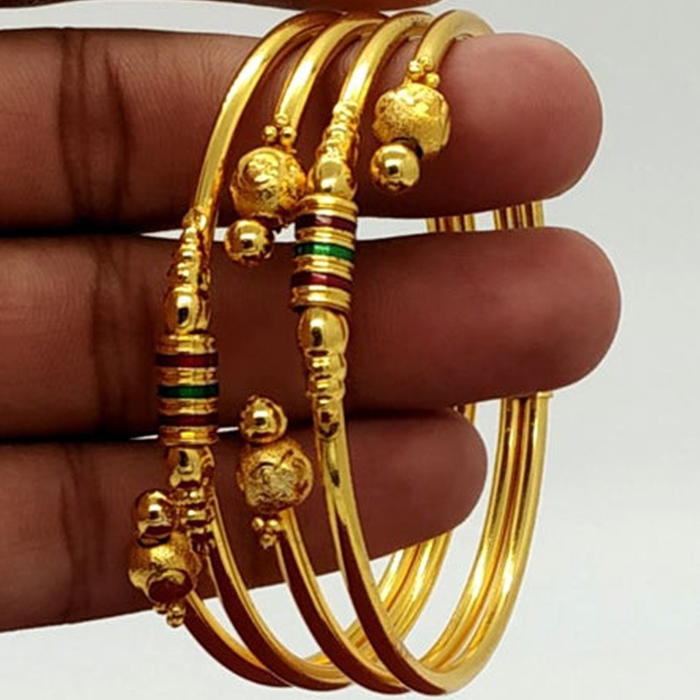 18 Kt Yellow Gold Designer Double Layer Women's Bracelet Bangle 40 Gm