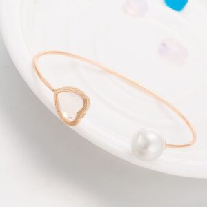 14 kt rose gold moonstone & pearl cuff bracelet bangle women