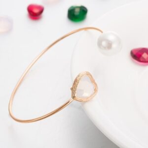 14 kt rose gold moonstone & pearl cuff bracelet bangle women