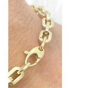 18 Kt Yellow Gold Oval Cable Link Paperclip Bracelet Bangle 6 MM 20g