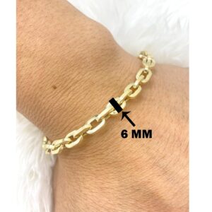 18 Kt Yellow Gold Oval Cable Link Paperclip Bracelet Bangle 6 MM 20g