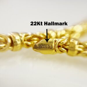 22 Kt Yellow Gold Hallmark Men's Byzantine Bracelet 9 Gm Wide 5 MM