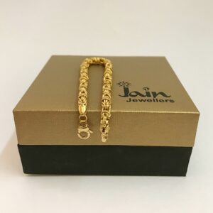 22 Kt Yellow Gold Hallmark Men's Byzantine Bracelet 9 Gm Wide 5 MM