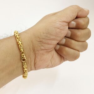 22 Kt Yellow Gold Hallmark Men's Byzantine Bracelet 9 Gm Wide 5 MM