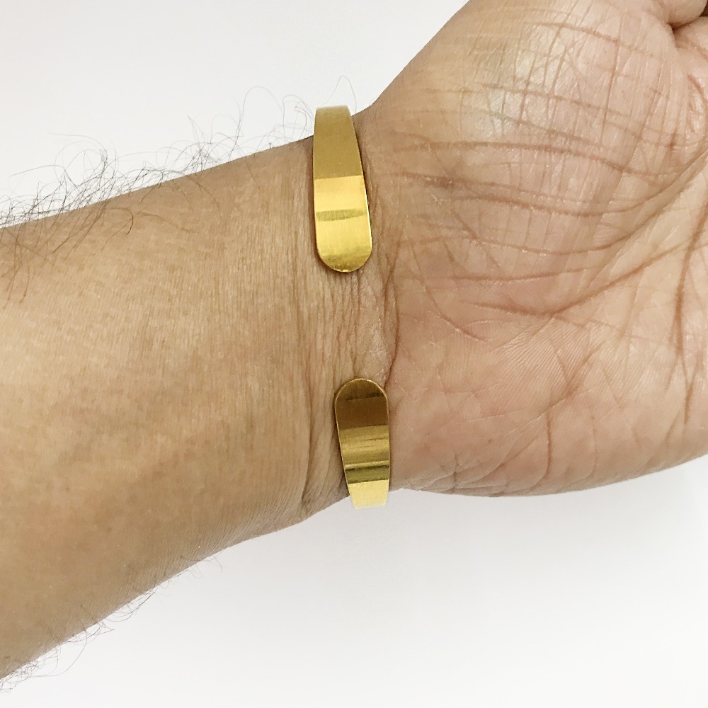 18 Kt Hallmark Real Solid Yellow Gold Men's Cuff Bracelet 15 Grams