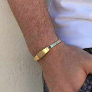 18 Kt Hallmark Real Solid Yellow Gold Men's Cuff Bracelet 15 Grams