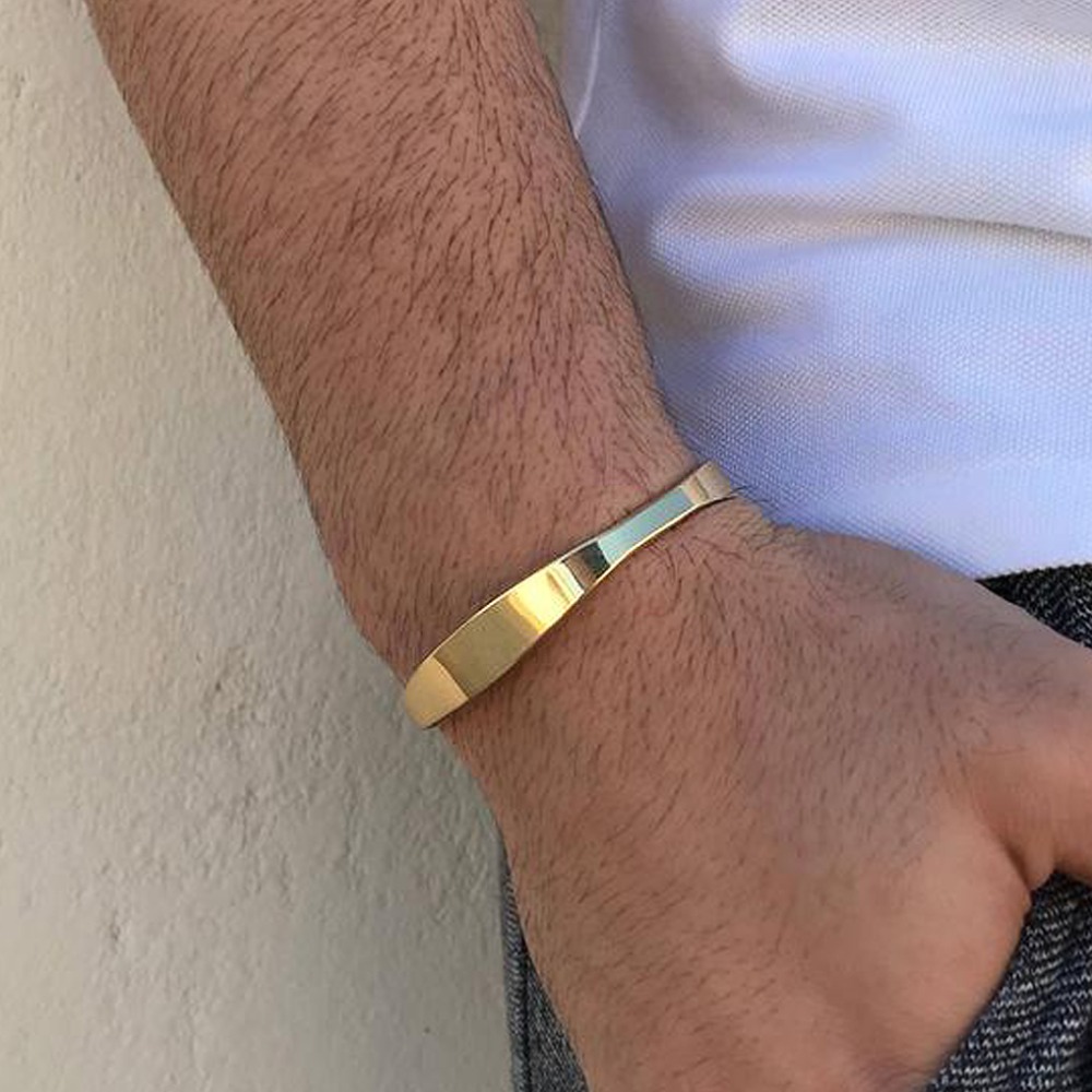 18 Kt Hallmark Real Solid Yellow Gold Men's Cuff Bracelet 15 Grams