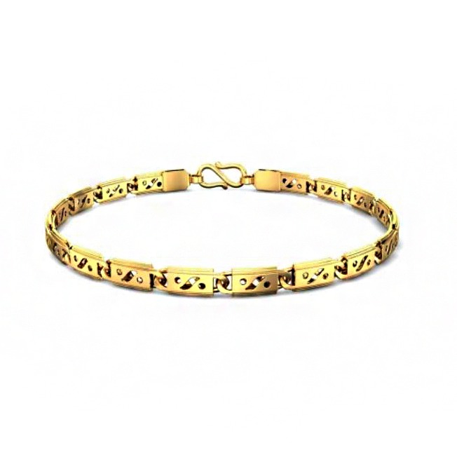 18 Kt Hallmark Real Solid Yellow Gold Link Men's Bracelet 15 Grams
