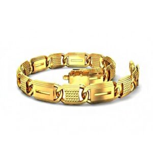 18 Kt Hallmark Real Solid Yellow Gold Link Men's Bracelet 25 Grams