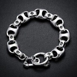 18 Kt White Gold Link Toggle Lock Men's Bracelet 85.130 Gram