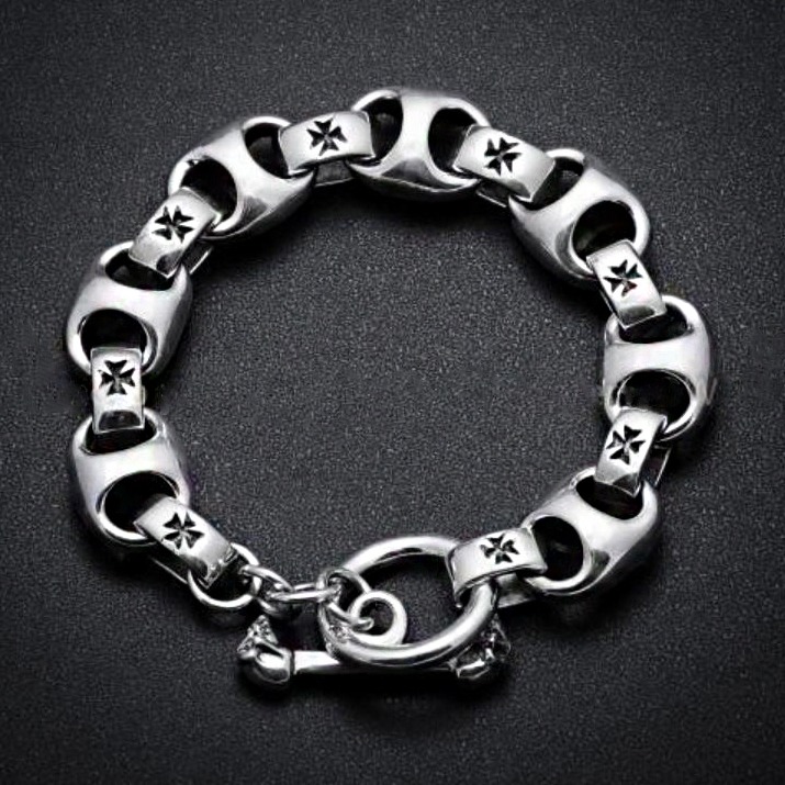 18 Kt White Gold Link Toggle Lock Men's Bracelet 85.130 Gram - Image 4