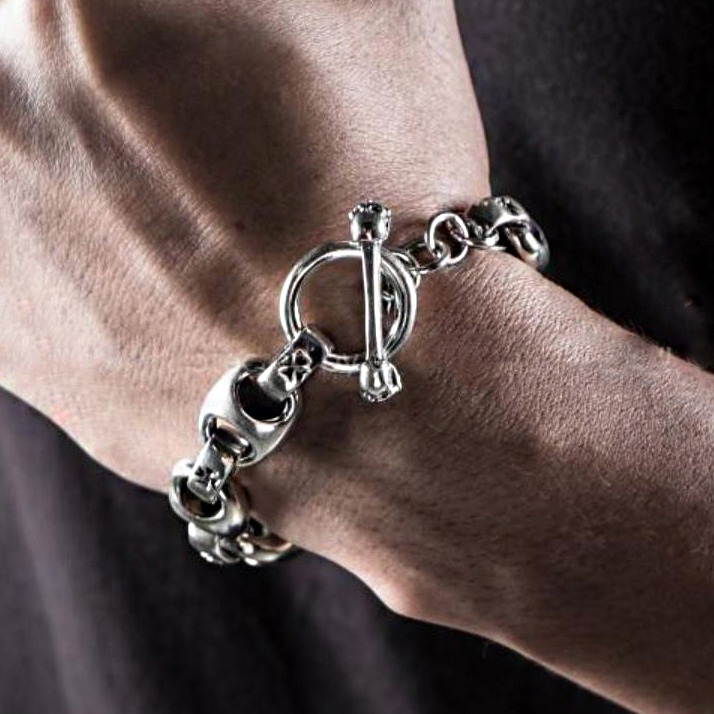 18 Kt White Gold Link Toggle Lock Men's Bracelet 85.130 Gram - Image 3