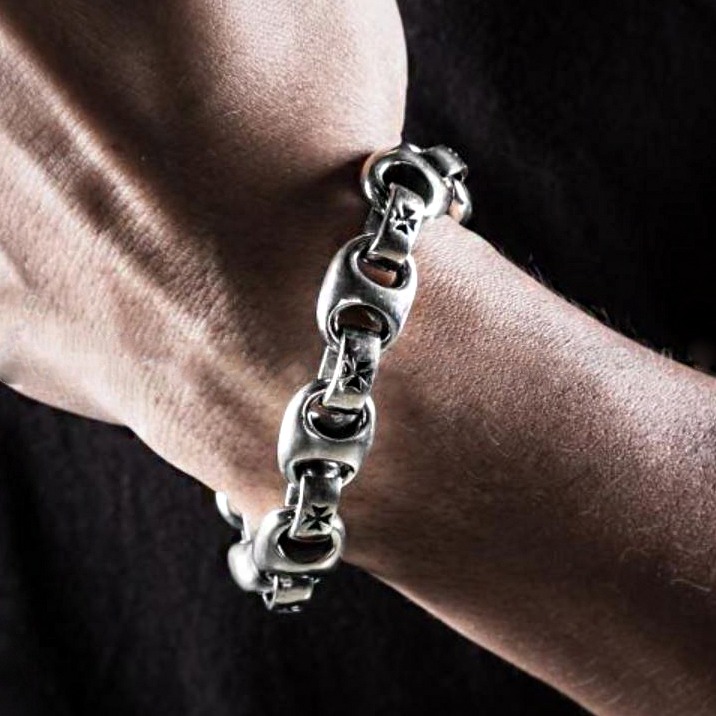 18 Kt White Gold Link Toggle Lock Men's Bracelet 85.130 Gram - Image 2