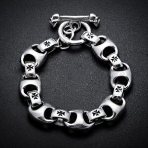18 Kt White Gold Link Toggle Lock Men's Bracelet 85.130 Gram
