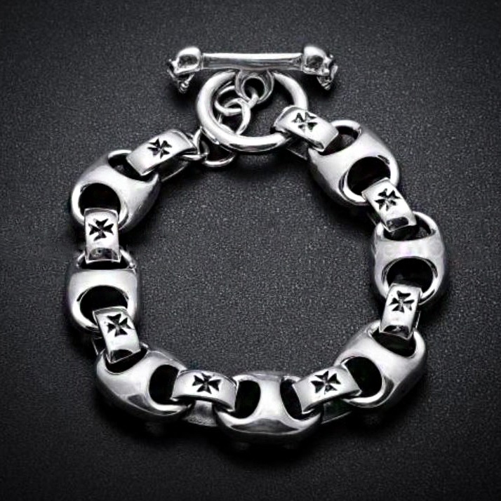 18 Kt White Gold Link Toggle Lock Men's Bracelet 85.130 Gram