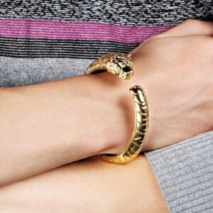 14 Kt Real Solid Yellow Gold Tiger Face Cuff Men's Bracelet 60 Gram