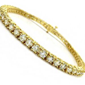 18Kt Yellow Gold Cubic Zirconia Tennis Men's Bracelet 42.090 Grams