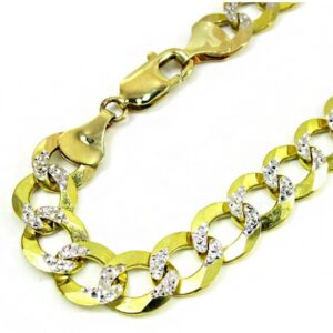 18 Kt Real Solid Yellow Gold 2 Tone Men's Bracelet 30 Grams