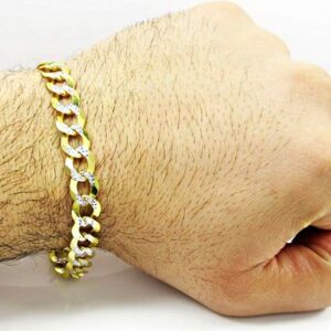 18 Kt Real Solid Yellow Gold 2 Tone Men's Bracelet 30 Grams