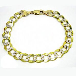18 Kt Real Solid Yellow Gold 2 Tone Men's Bracelet 30 Grams
