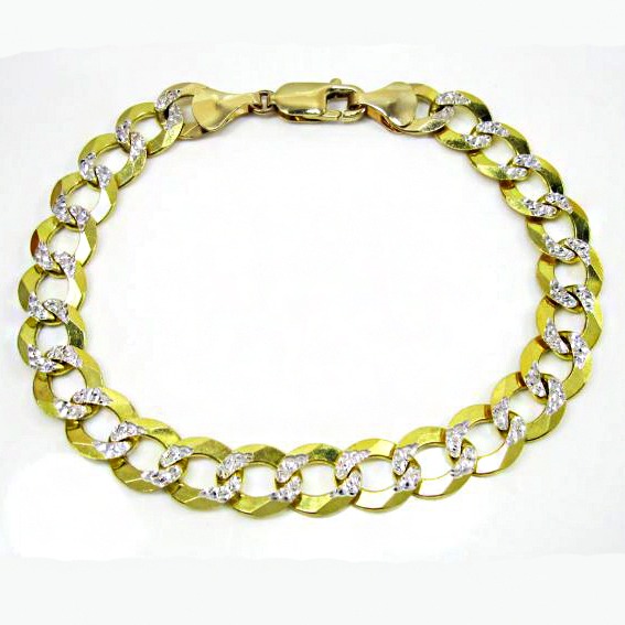 18 Kt Real Solid Yellow Gold 2 Tone Men's Bracelet 30 Grams