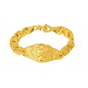 Fine Jewelry 22 Kt Real Solid Yellow Gold Lion Men's Bracelet 59.930 Grams