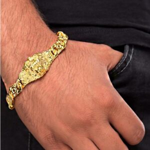 Fine Jewelry 22 Kt Real Solid Yellow Gold Lion Men's Bracelet 59.930 Grams