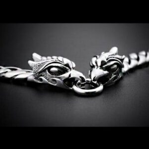 18 Kt White Gold Dragon Link Men's Antique Bracelet 80.720 Grams