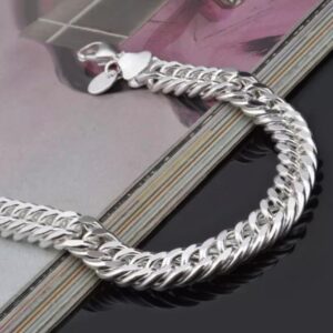 18 Kt Solid White Gold Heavy Link Men's Bracelet 60.220 Gram