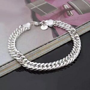 18 Kt Solid White Gold Heavy Link Men's Bracelet 60.220 Gram